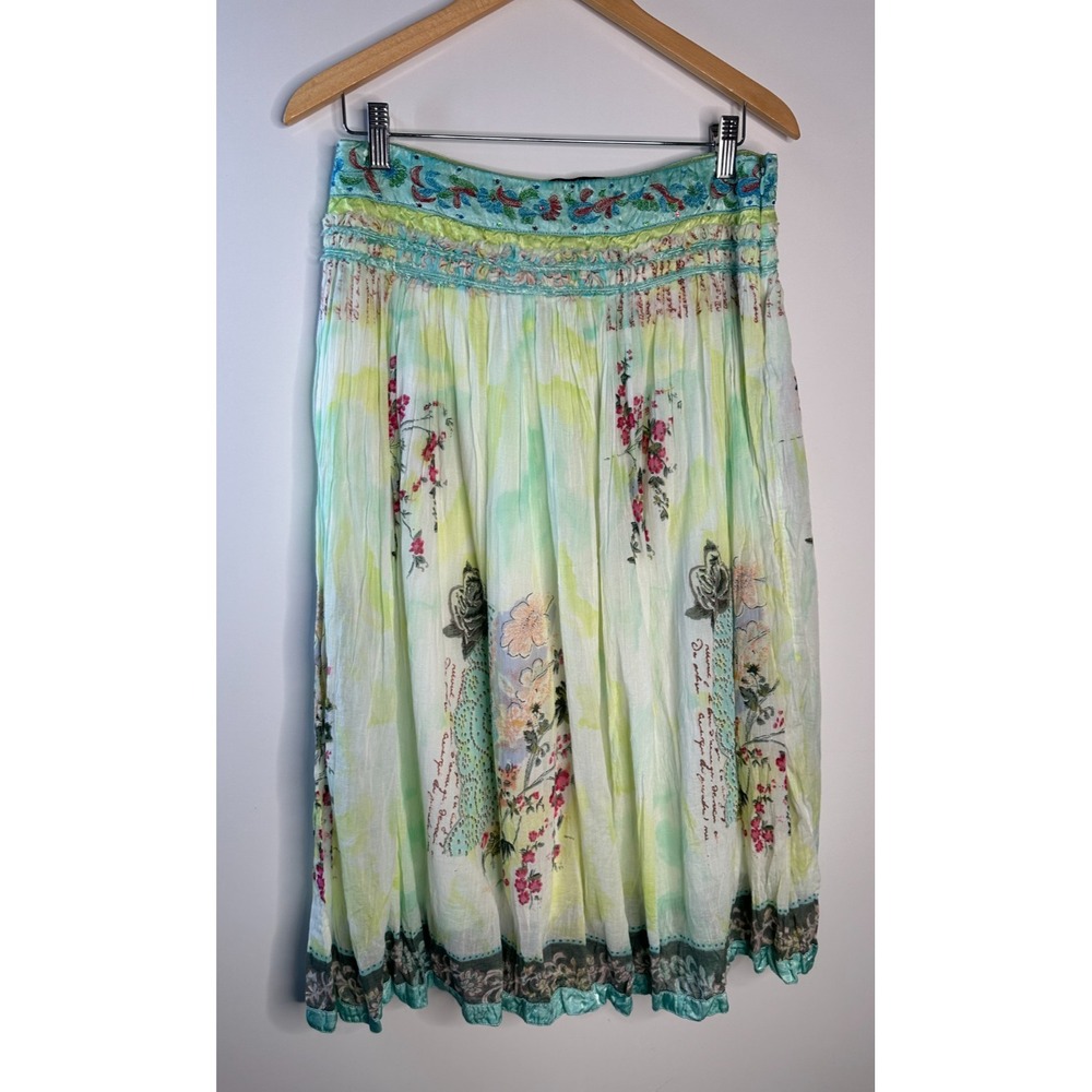 Y2K Chaudry KC Floral Embroidered Sequin Midi Skirt Fairy Ethereal Whimsical - Picture 13 of 13